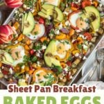 pinterest pin for sheet pan baked eggs with veggies.