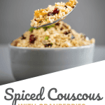 Pinterest pin for spiced cranberry walnut couscous
