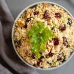 top-down image of whole wheat cranberry walnut couscous