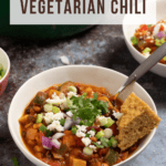 pinterest pin for smoky vegetarian chili at parsleyandparm.com