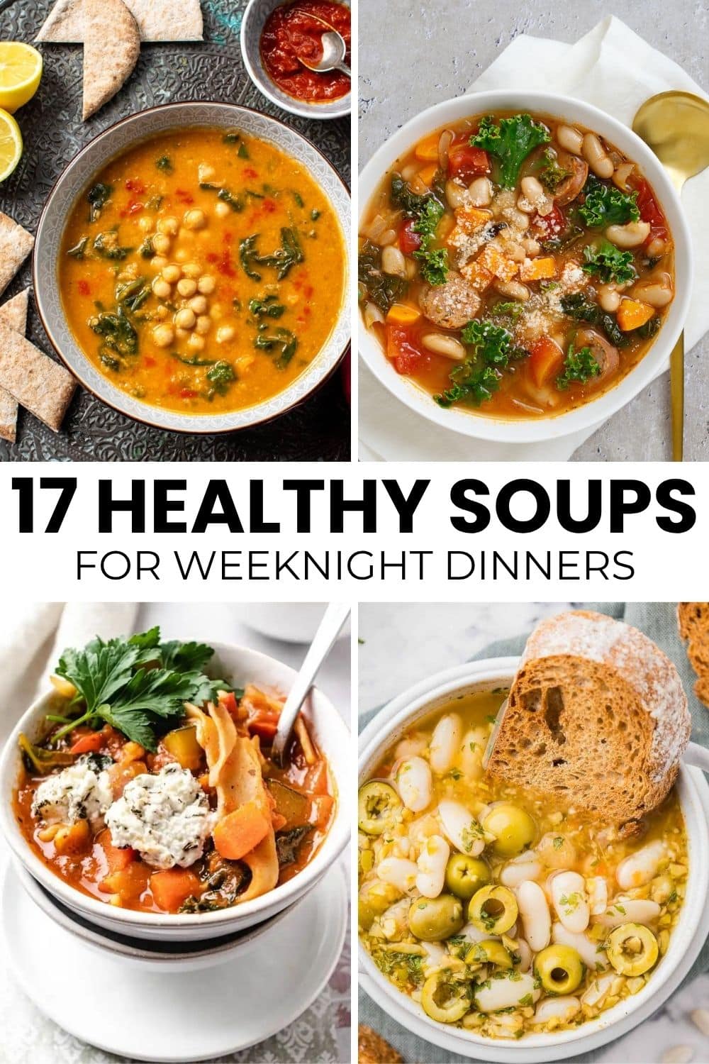 pinterest pin for healthy easy soup recipes collection