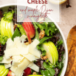 Pinterest Pin for Apple Salad with Asiago Cheese and Maple-Dijon Vinaigrette