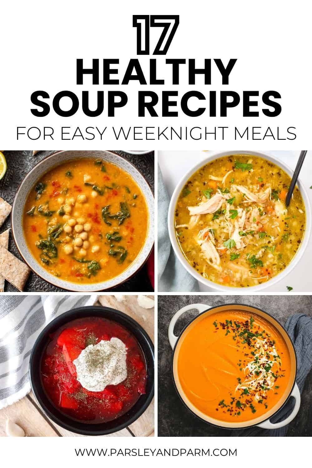 Pinterest pin for healthy soup recipes