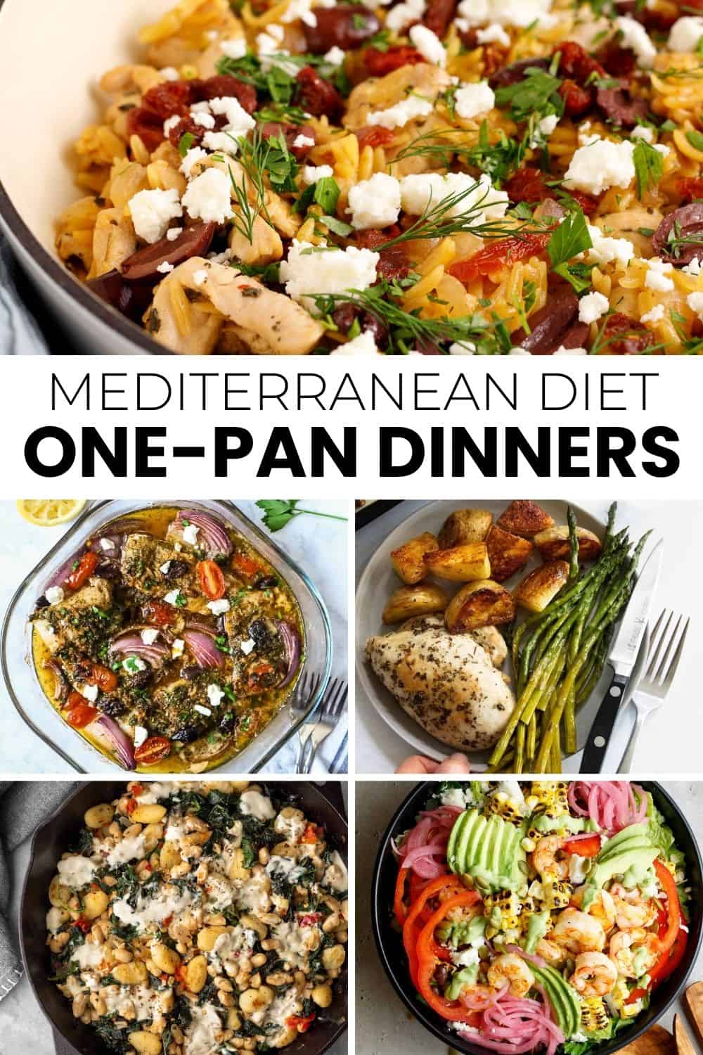 pinterest pin for one pan mediterranean diet dinner recipes