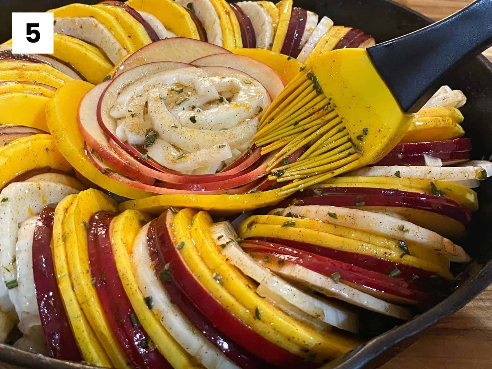 Step 5: Brush this mixture over the vegetables.