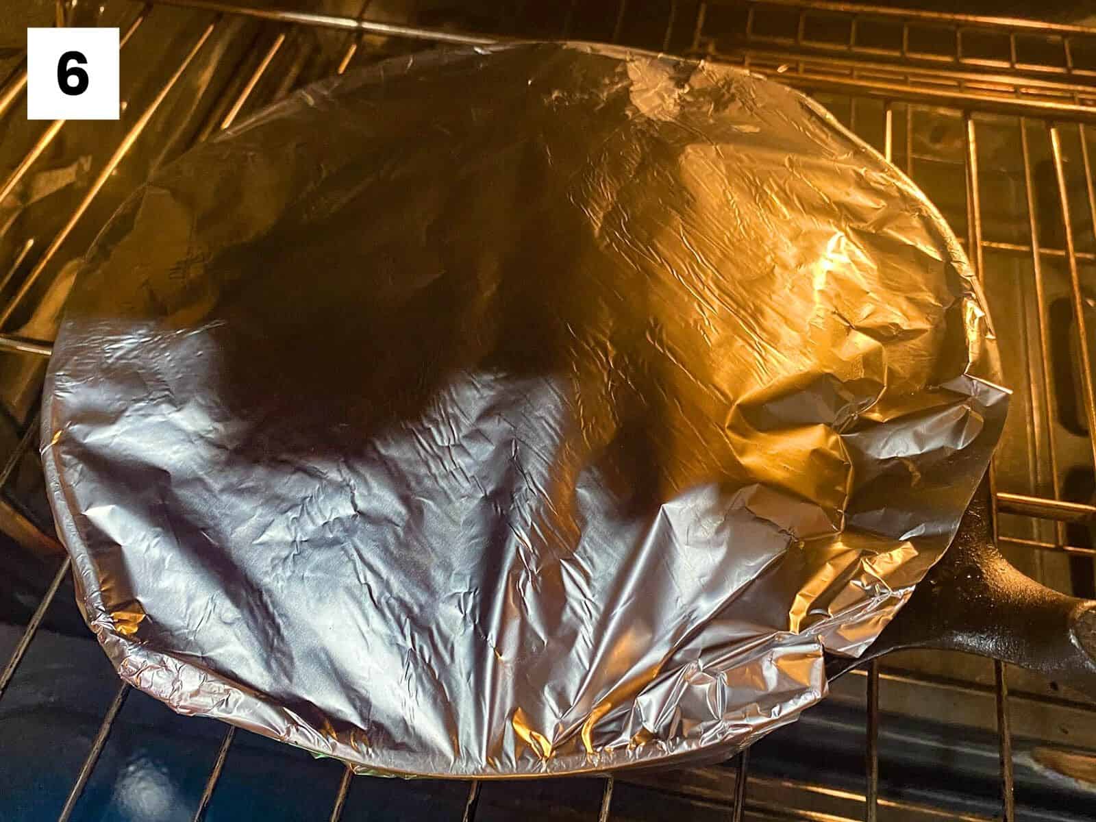 Step 6: Cover tightly with foil and roast in a 400-degree oven for 25-30 minutes.