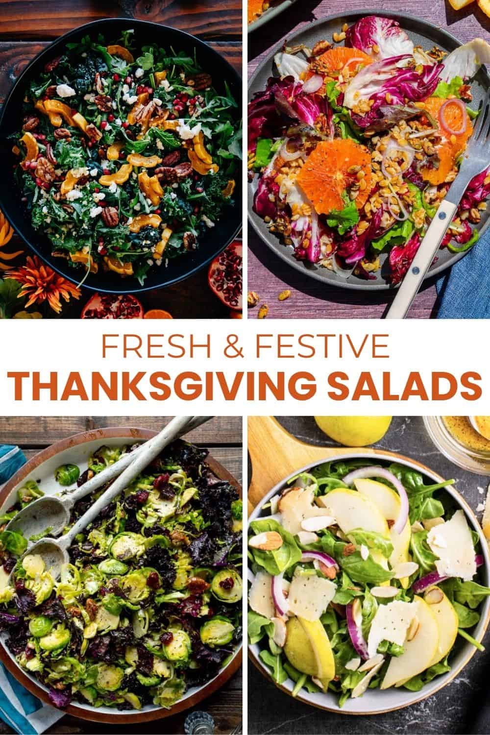 Pinterest pin for Thanksgiving Salad recipe roundup: Fresh and Festive Thanksgiving Salads