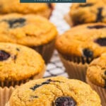pinterest pin for healthy banana blueberry muffins